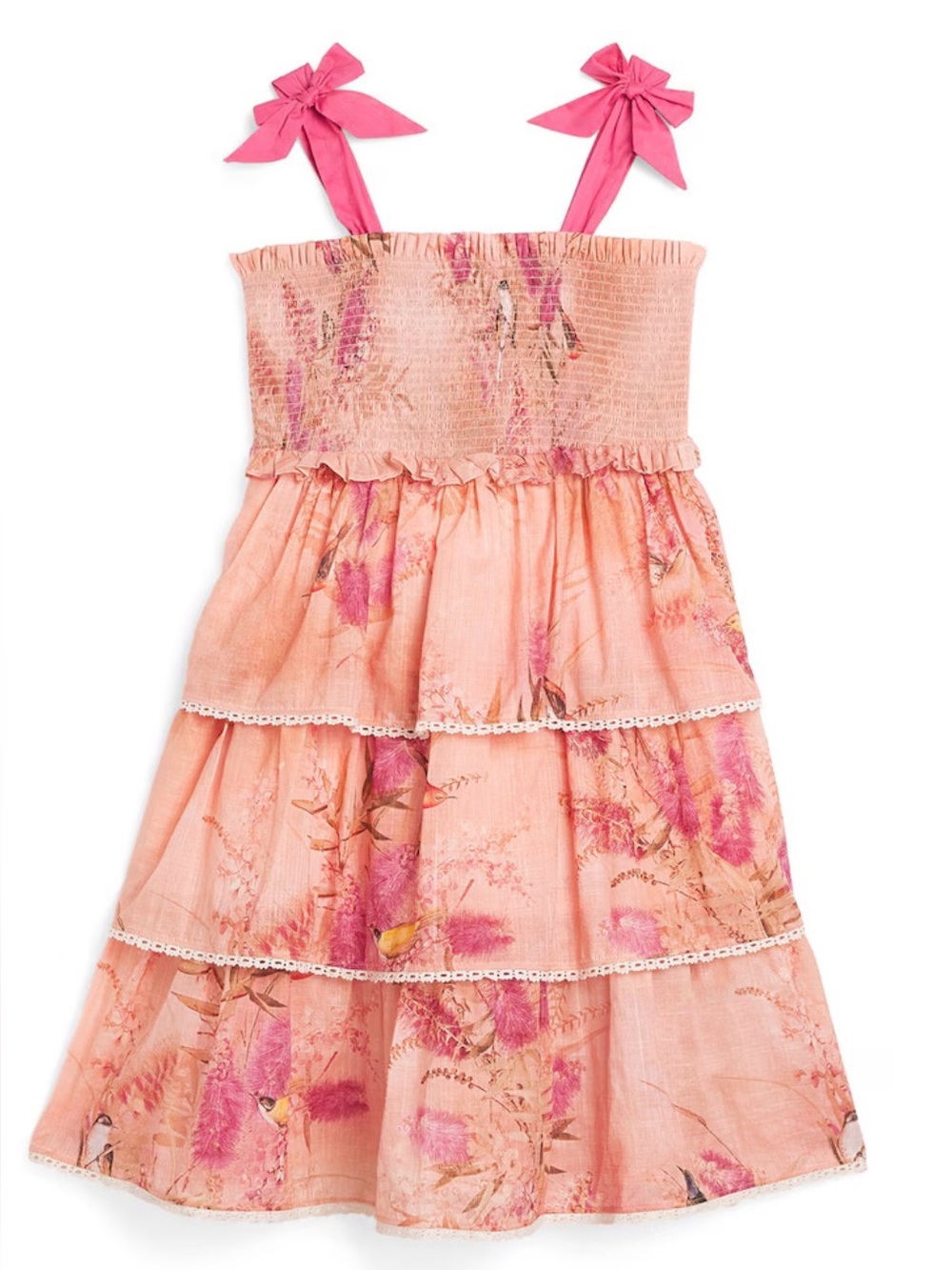 NWT ZIMMERMANN Cascadian Kids Tiered Dress Pink Botanica Size 12